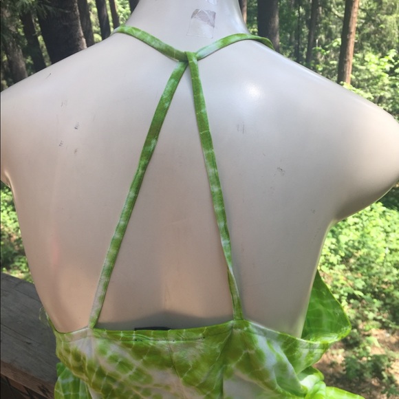 Ashley Stewart lime  green and white tie dyed tunic  mini dress HP25 - Picture 5 of 11